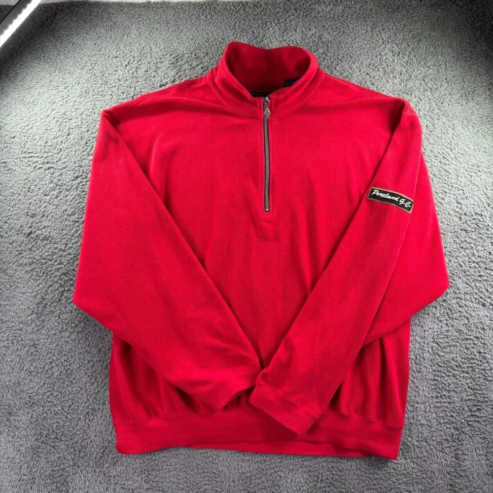 SDI Golf Pullover Mens 2XL Vintage Portland Course Red 1/4 Zip Dadcore Patch VTG